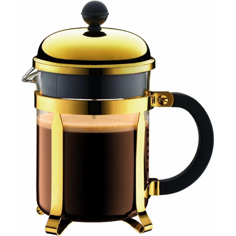 imageBodum 34oz Chambord French Press Coffee Maker HighHeat Borosilicate Glass Stainless Steel Copper  Made in PortugalGold