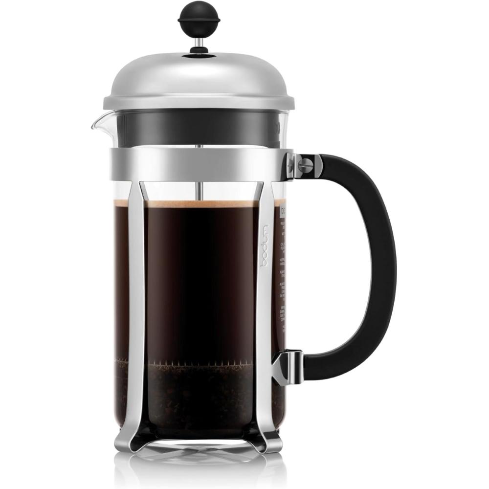 imageBodum 34oz Chambord French Press Coffee Maker HighHeat Borosilicate Glass Stainless Steel Copper  Made in PortugalPolished
