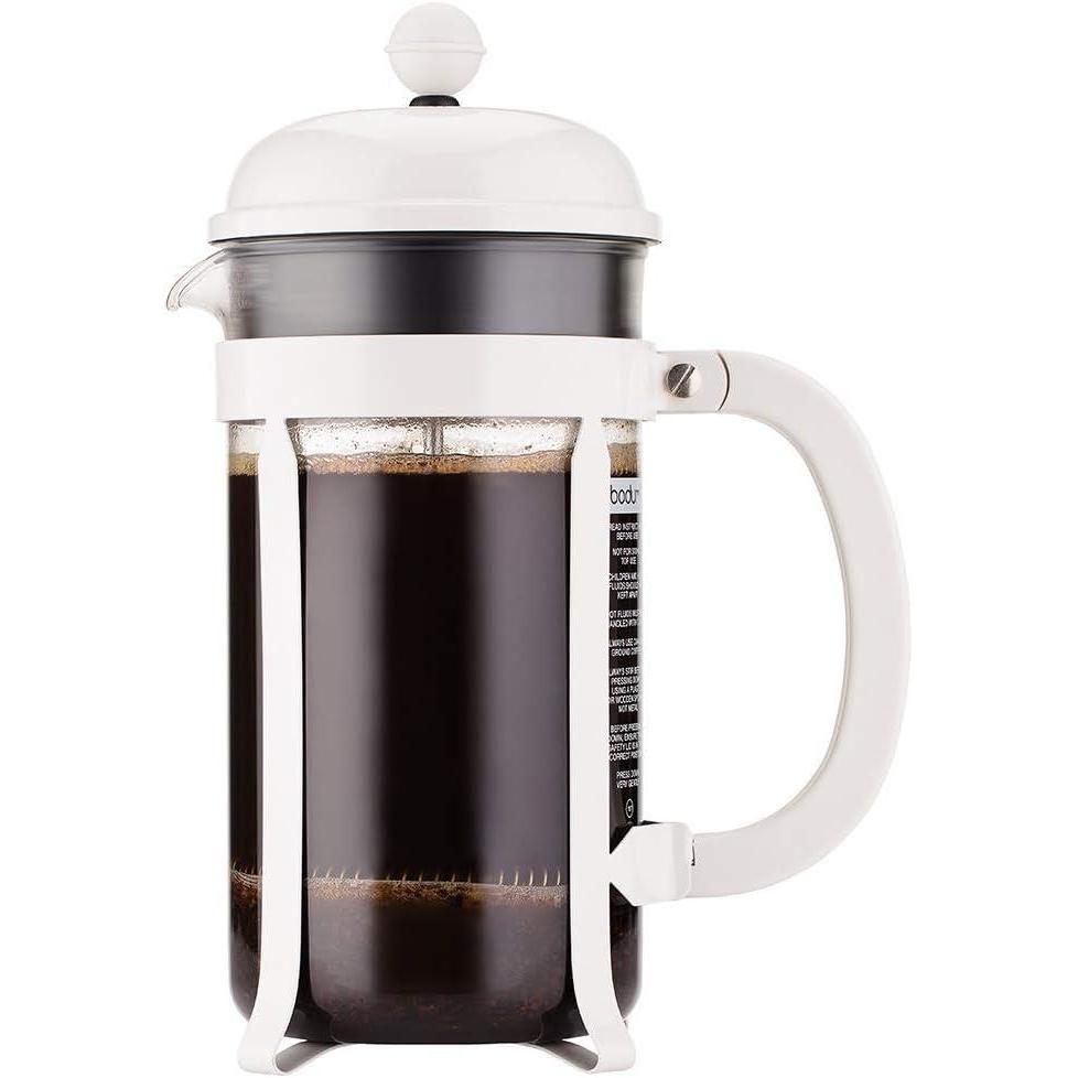 imageBodum 34oz Chambord French Press Coffee Maker HighHeat Borosilicate Glass Stainless Steel Copper  Made in PortugalWhite
