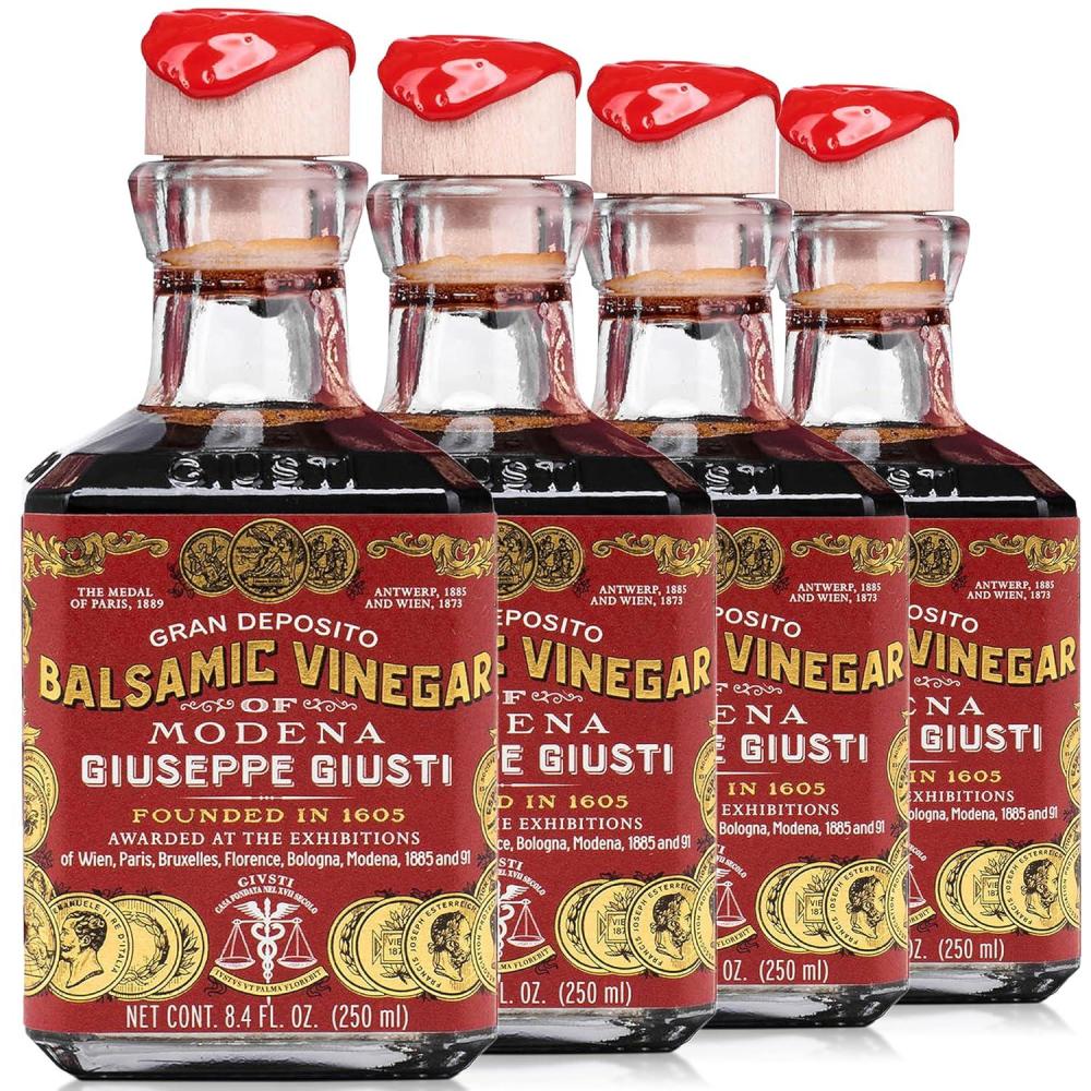 imageGiusti Italian Balsamic Vinegar of Modena IGP  3 Gold Medals Rich amp Thick Gran Deposito Aceto Balsamico di Modena for Salads Cheese amp Finishing Touches Made in Italy  845 fl oz250 ml Pack of 1845 Fl Oz Pack of 4