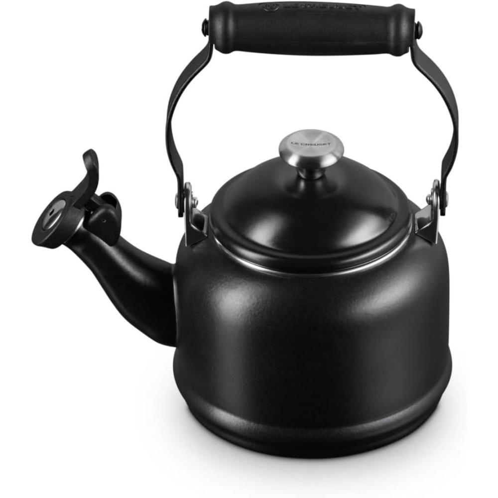 imageLe Creuset Enamel On Steel Demi Tea Kettle with Metal Finishes 125 qt FlameLicorice