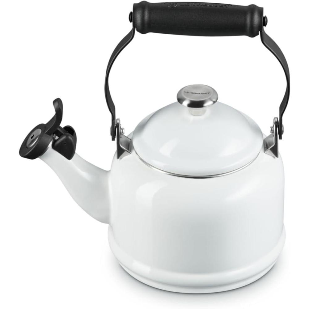 imageLe Creuset Enamel On Steel Demi Tea Kettle with Metal Finishes 125 qt FlameWhite