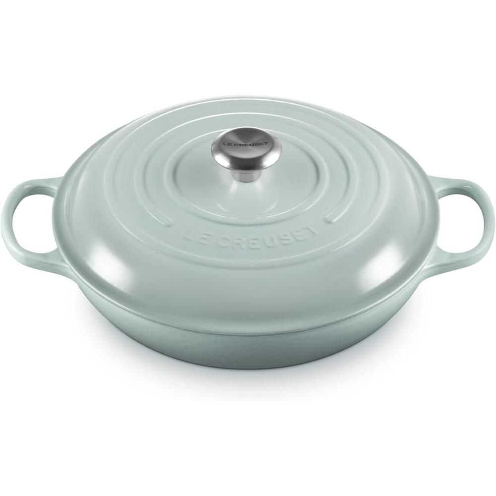 imageLe Creuset Enameled Cast Iron Signature Braiser 35 qt CeriseSea Salt