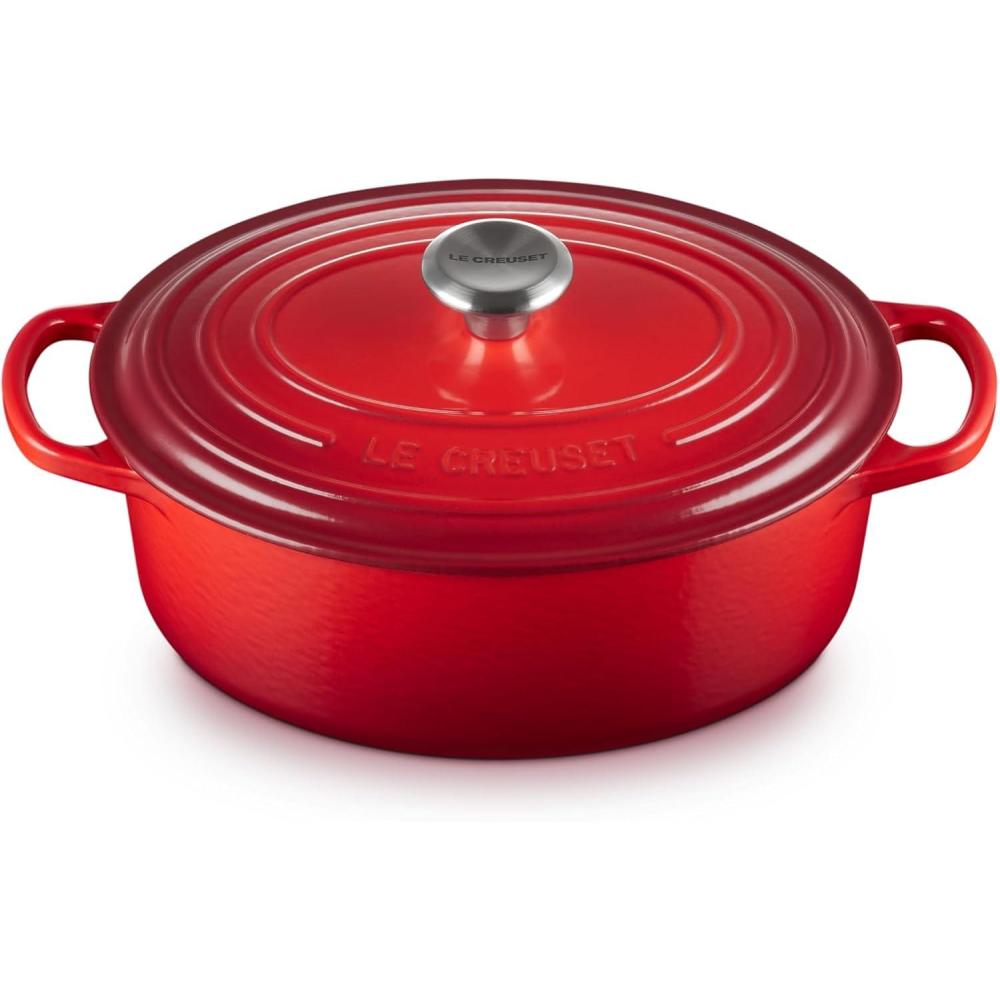 imageLe Creuset Enameled Cast Iron Signature Oval Dutch Oven 95 qt CeriseCerise