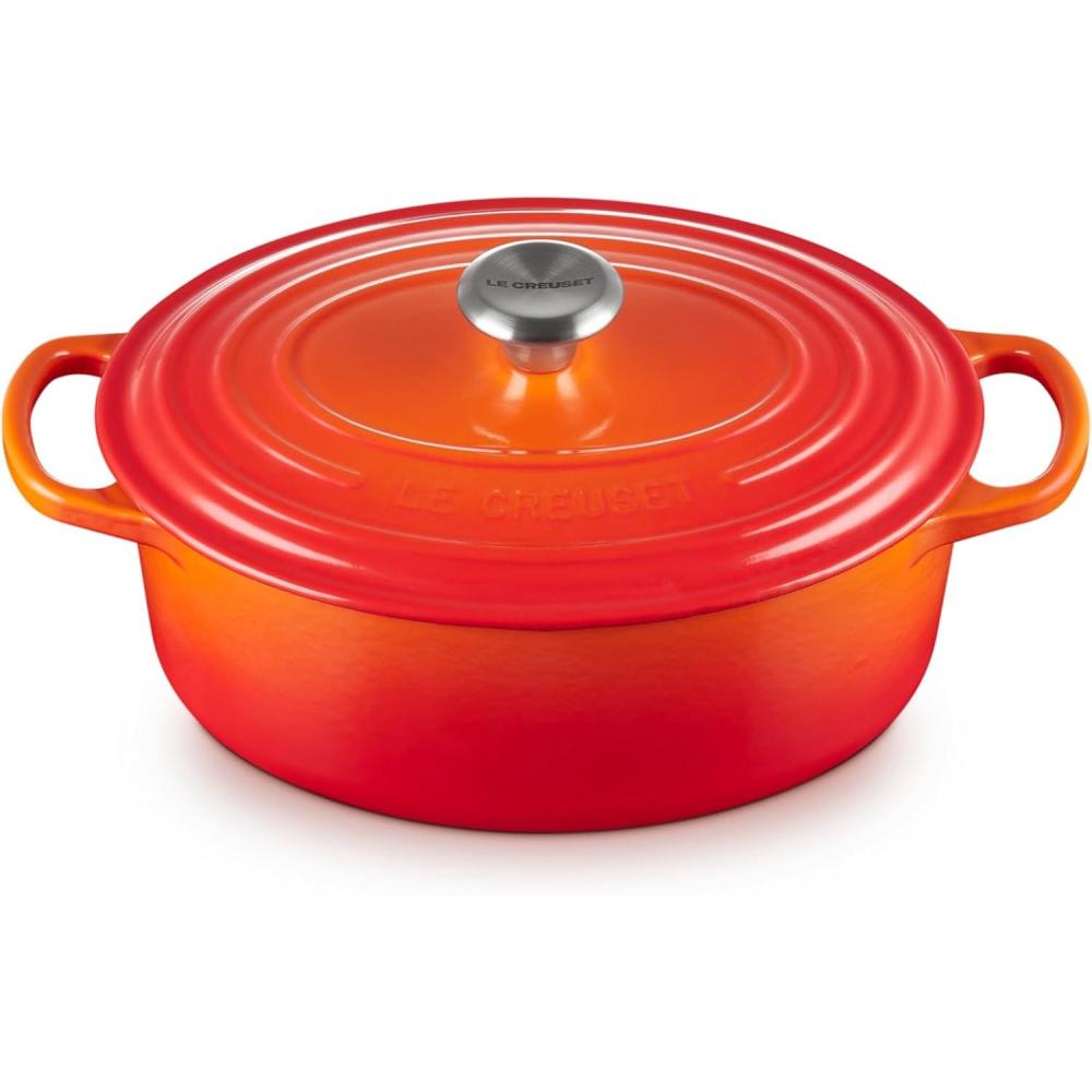 imageLe Creuset Enameled Cast Iron Signature Oval Dutch Oven 95 qt CeriseFlame