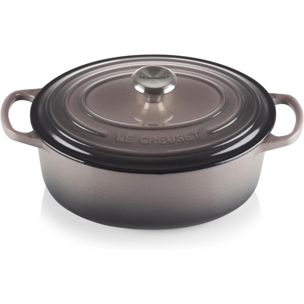 imageLe Creuset Enameled Cast Iron Signature Oval Dutch Oven 95 qt CeriseOyster