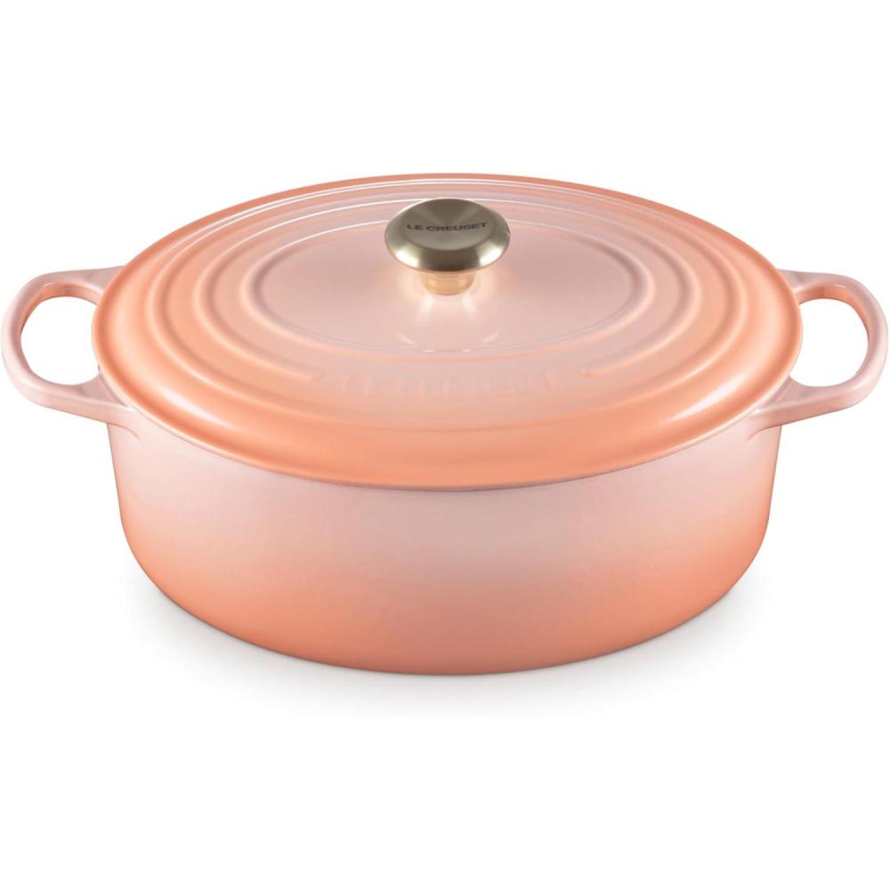 imageLe Creuset Enameled Cast Iron Signature Oval Dutch Oven 95 qt CerisePeche