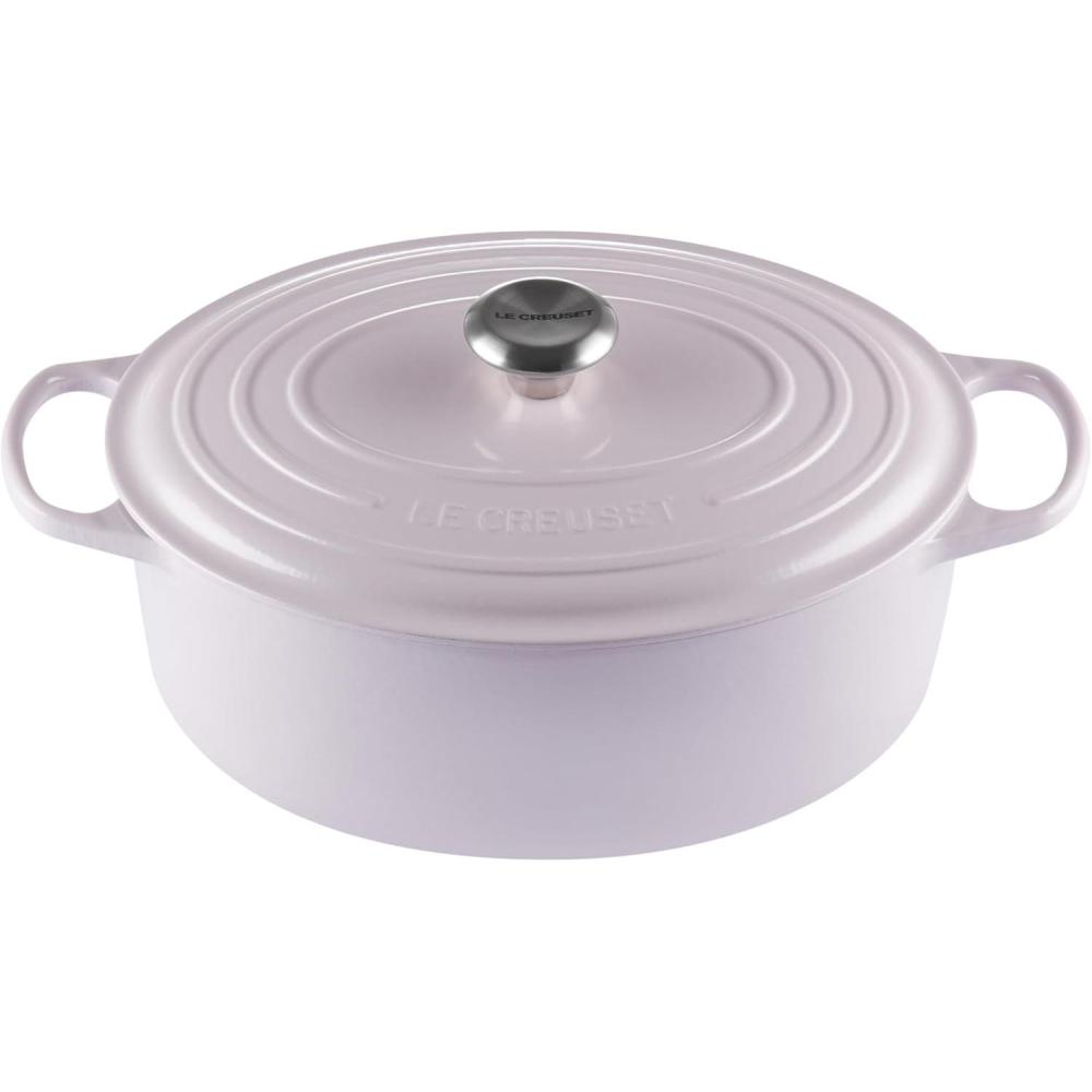 imageLe Creuset Enameled Cast Iron Signature Oval Dutch Oven 95 qt CeriseShallot