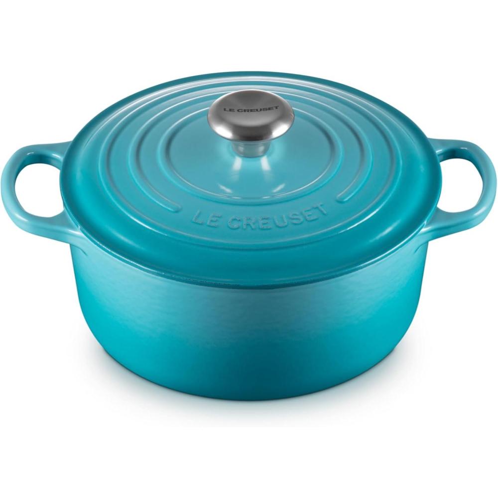 imageLe Creuset Enameled Cast Iron Signature Round Dutch Oven 725 qt Sea SaltCaribbean