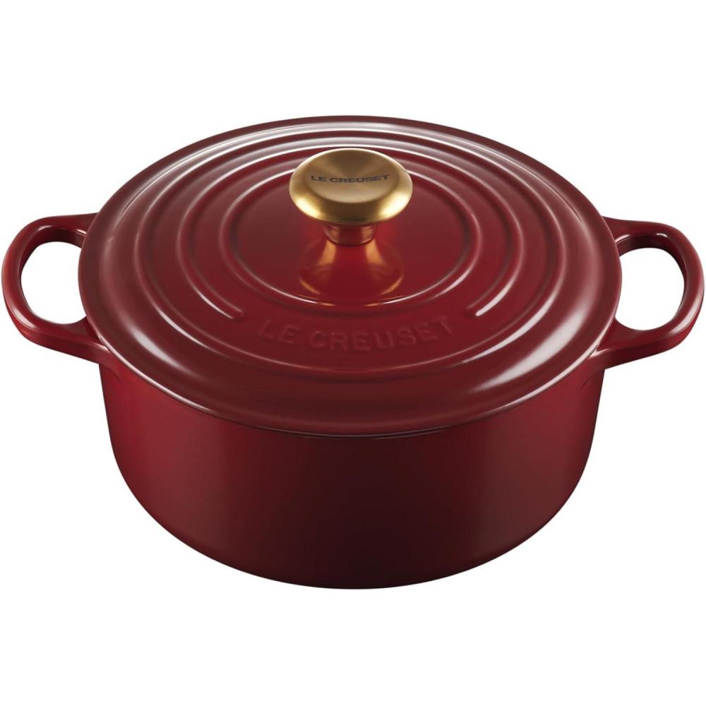 imageLe Creuset Enameled Cast Iron Signature Round Dutch Oven 725 qt Sea SaltGarnet