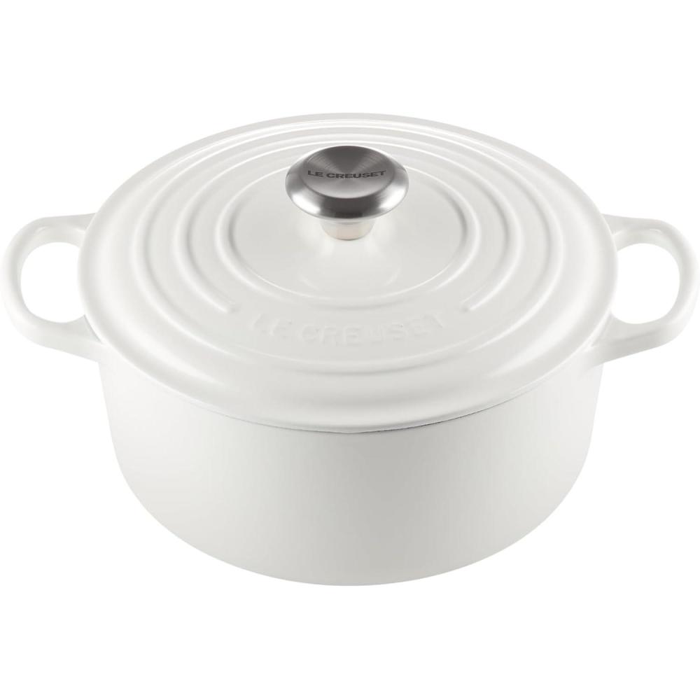 imageLe Creuset Enameled Cast Iron Signature Round Dutch Oven 725 qt Sea SaltWhite