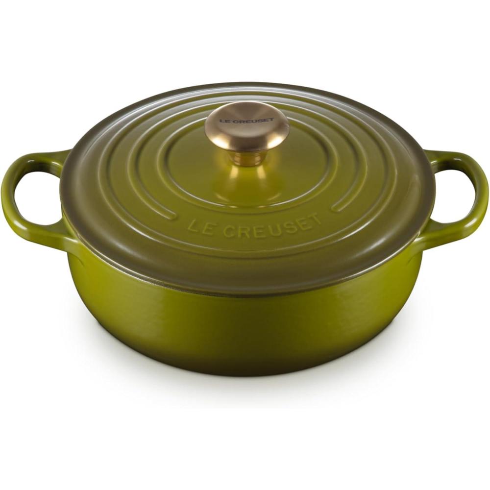 imageLe Creuset Enameled Cast Iron Signature Sauteuse Oven 35 qt OysterOlive