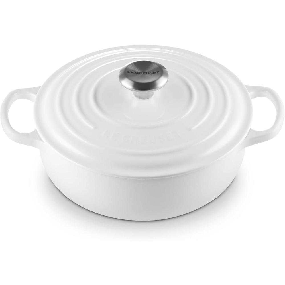 imageLe Creuset Enameled Cast Iron Signature Sauteuse Oven 35 qt OysterWhite