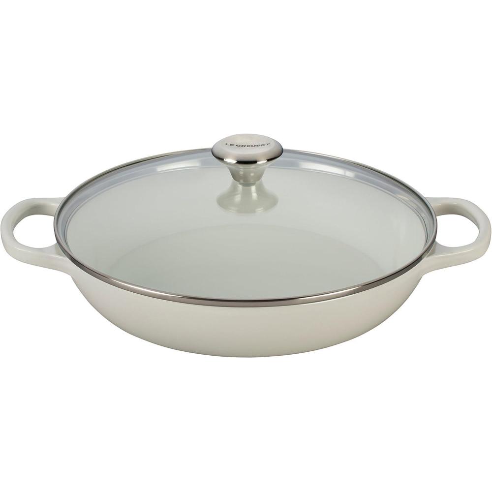 imageLe Creuset of America Enameled Cast Iron Buffet Casserole with Glass Lid 3 12 quart CherryWhite