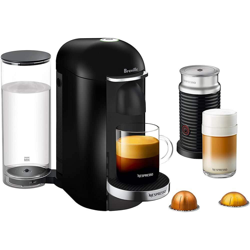 imageNespresso Vertuo Plus Deluxe Coffee and Espresso Maker by Breville Piano Black with Aeroccino Milk FrotherBlack
