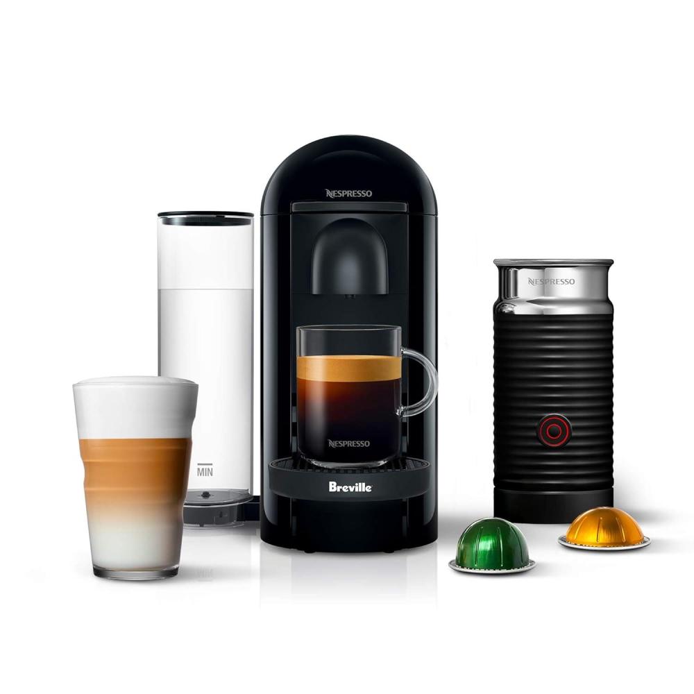 imageNespresso Vertuo Plus Deluxe Coffee and Espresso Maker by Breville Piano Black with Aeroccino Milk FrotherInk Black