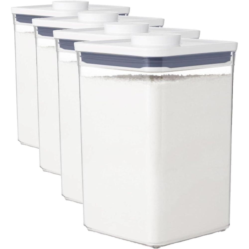 imageOXO Good Grips POP Container Airtight Food Storage Big Square Tall 60 Qt Ideal for bulk snacks and cereal44 Qt Square Flour Pack of 4