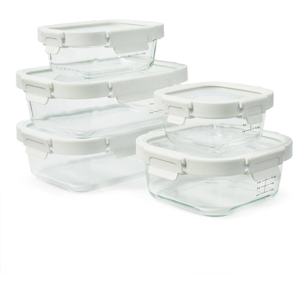 imageSur La Table 10Piece Food Storage Container Set  Leakproof Containers with SnapLock Lids amp Silicone Gaskets DryErase Marker Heat to 400F for Meal Prep amp Leftovers