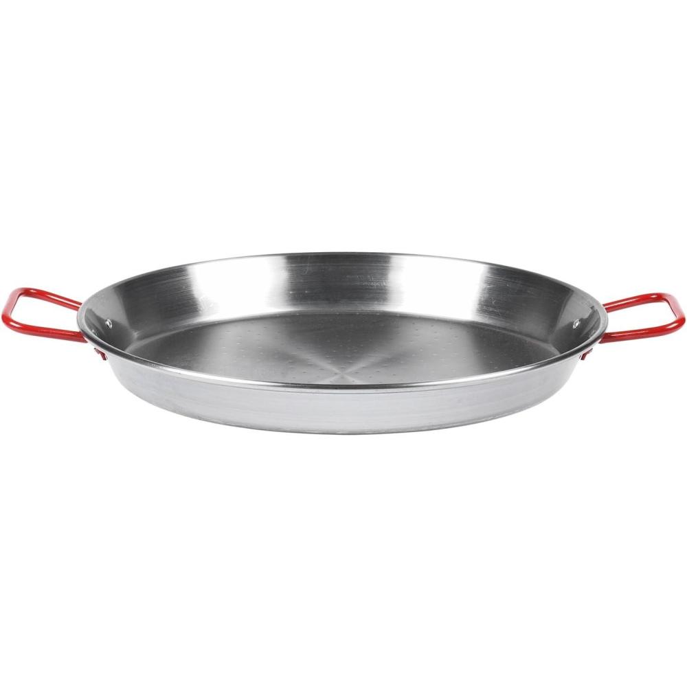 imageSur La Table 22 Carbon Steel Paella Pan  Authentic Spanish Cookware for FamilyStyle Paella EvenHeating Naturally Seasons with Use Serves Up to 16Silver