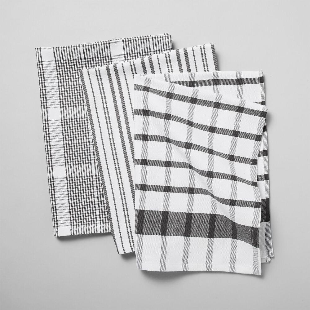imageSur La Table Assorted Twill Kitchen Towels Set of 3 Cool GraySardine