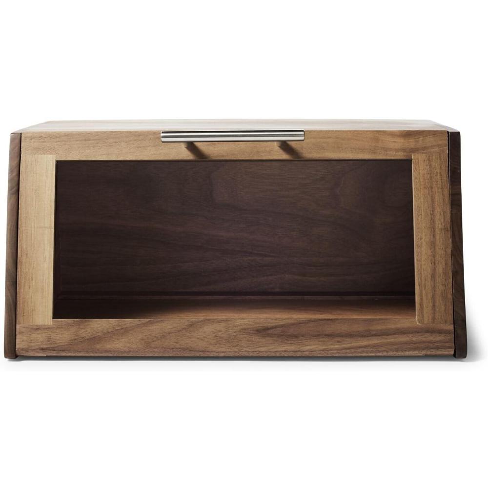 imageSur La Table Black Walnut Bread Box  Hardwood Countertop Bread Storage with Clear Lid amp Magnetic Closure for Freshness Holds Loaves Bagels Muffins amp Pastries  154 L x 10 W x 75 H