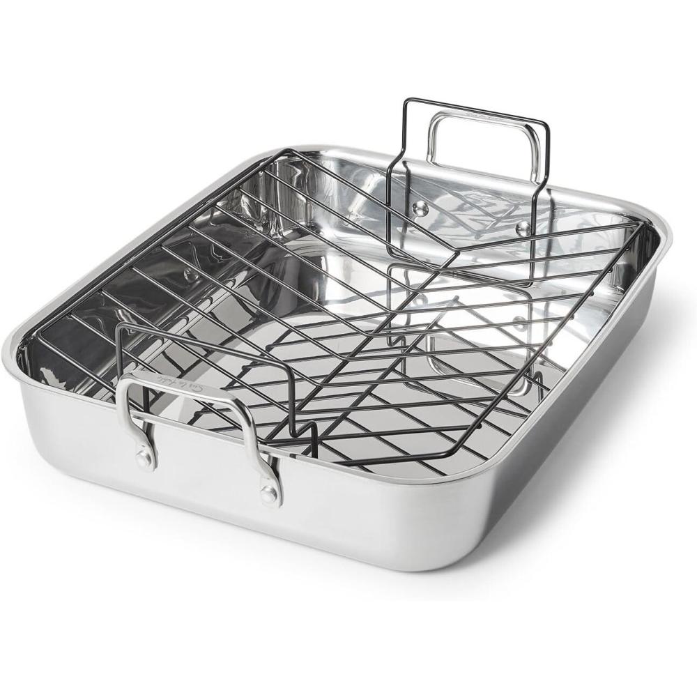imageSur La Table Classic 3Ply Stainless Steel Roaster with Nonstick Rack 1575x13 Silver
