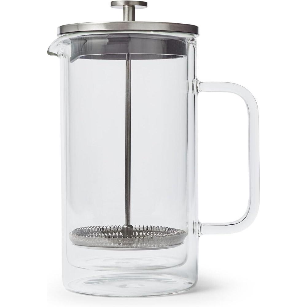imageSur La Table Classic DoubleWalled Glass French Press 8Cup Capacity for Rich Aromatic Coffee