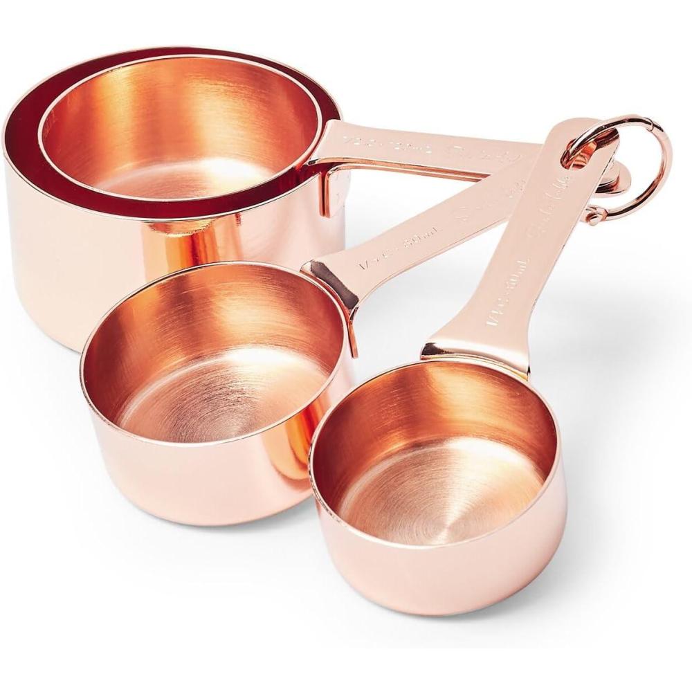imageSur La Table Copper Measuring Cup Set 4Piece Durable Baking Cups in 14 13 12 amp 1 Cup Sizes Stylish amp Functional Dishwasher for Easy Cleaning