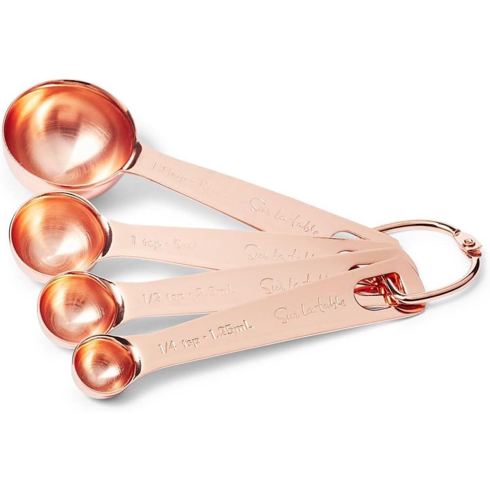 imageSur La Table Copper Measuring Spoons  Set of 4  tsp  tsp 1 tsp 1 tbsp Durable amp Stylish Baking Essentials Dishwasher