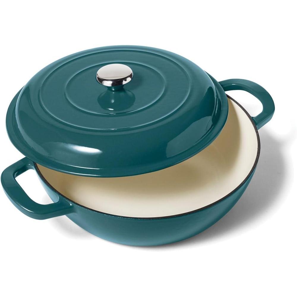 imageSur La Table Enameled Cast Iron Deep Braiser 5 qt Dark Teal