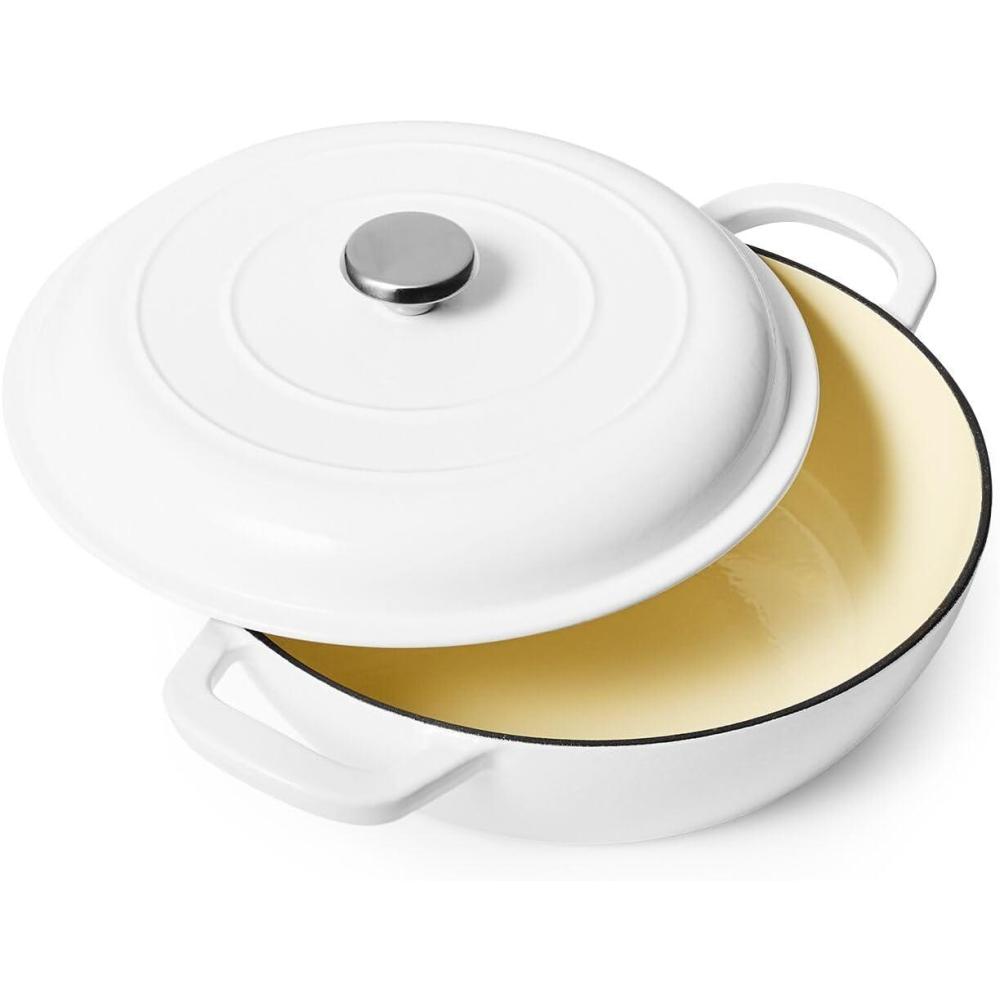 imageSur La Table Enameled Cast Iron Deep Braiser 5 qt White