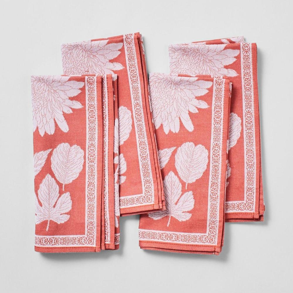 imageSur La Table Jacquard Floral Napkins Set of 4 IndigoTerracotta