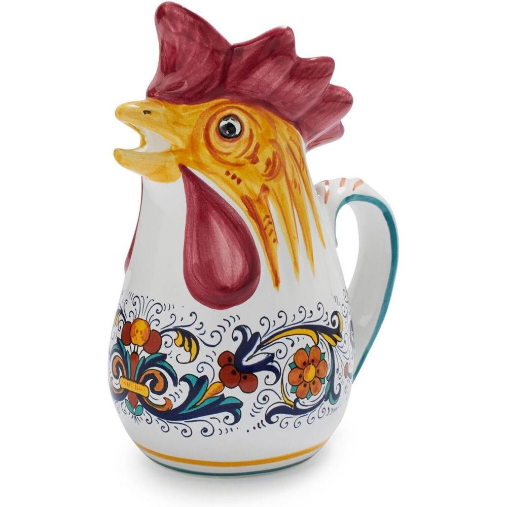 imageSur La Table Nova Deruta Rooster Pitcher  1Liter HandPainted Earthenware Beverage Server with Bright Italian Design Made in Italy Vibrant Tableware for Dining amp Entertaining