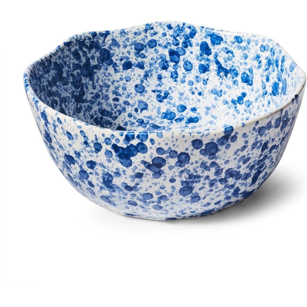imageSur La Table Splatter Stoneware Serving Bowl  8 19 Qt Round Bowl with Vintage SpongewareInspired Design Oven amp Freezer Durable for Everyday Use or Entertaining Blue