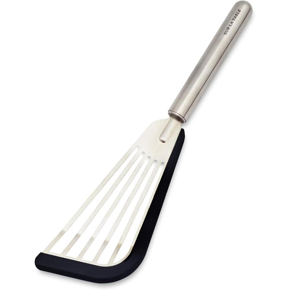 imageSur La Table Stainless Steel Fish Turner with Silicone Tip  Nonstick HeatResistant Flexible Spatula for Delicate Foods  Ergonomic Handle DishwasherBlack