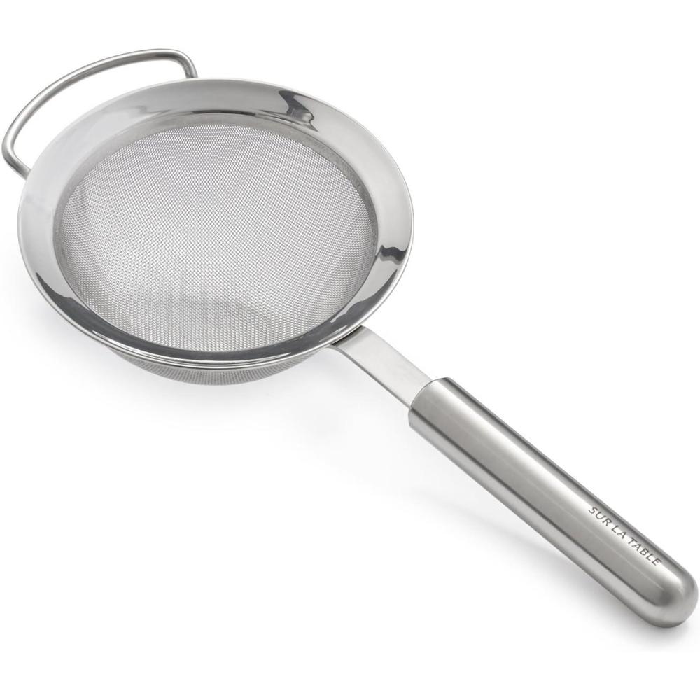 imageSur La Table Stainless Steel Sieve 4 Fine Mesh Strainer with Weighted Ergonomic Handle 188 NonCorrosive Metal for Sifting Rinsing amp Straining