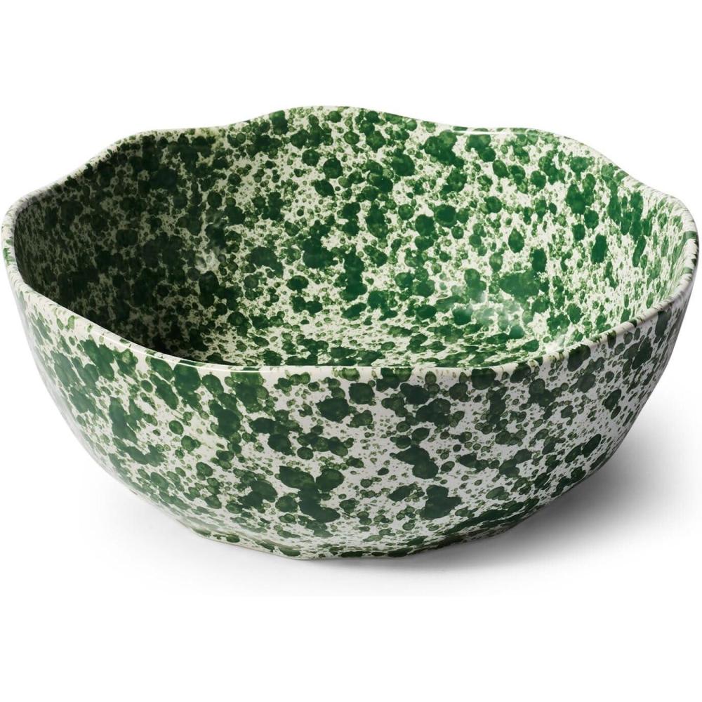imageSur La Table Stoneware Splatter Design Serving Bowl  4 Qt 11 Round Colorful SpongewareInspired Salad amp Pasta Dish OvenFreezerDishwasher Green