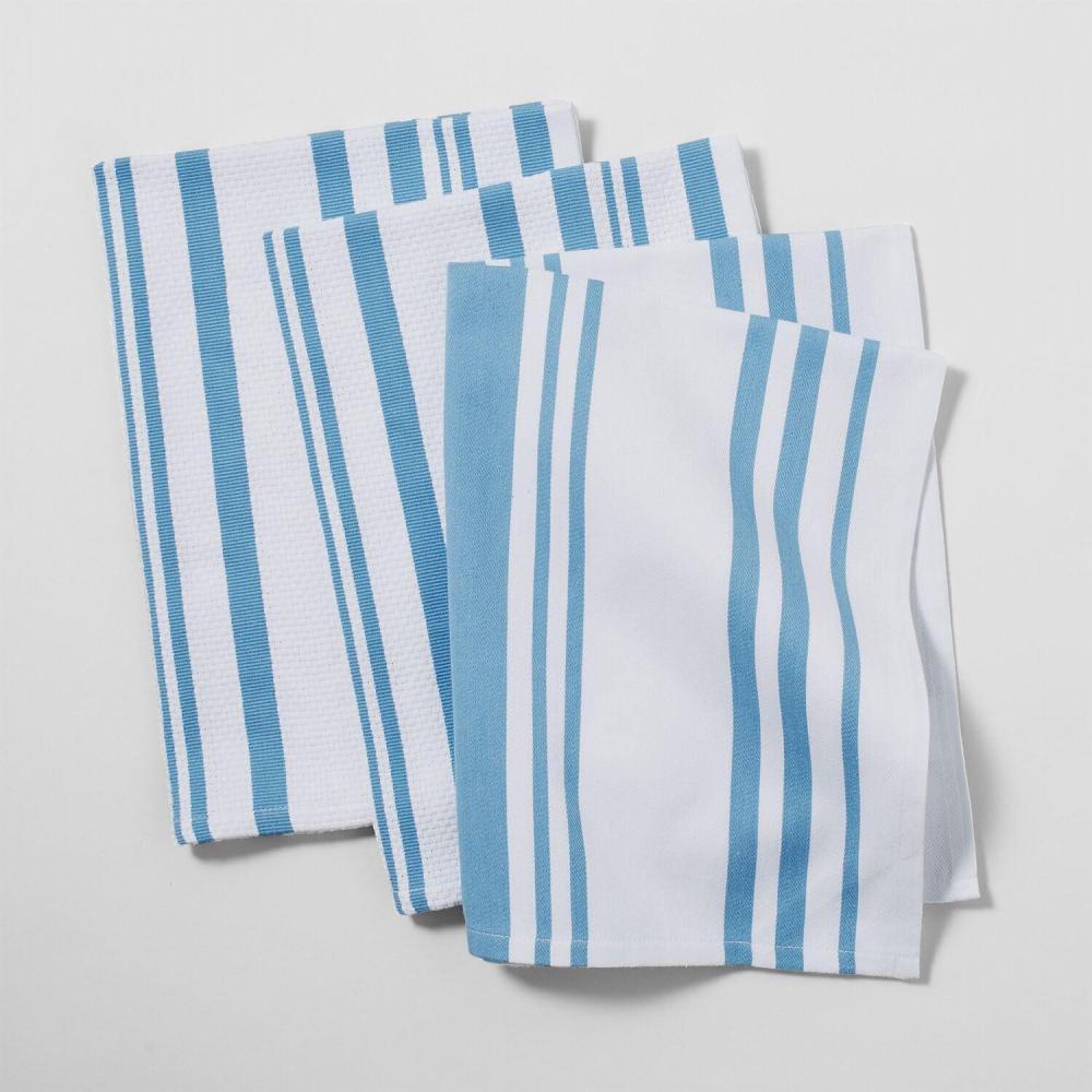 imageSur La Table Striped Kitchen Towels Set of 3 BlueberryLight Blue