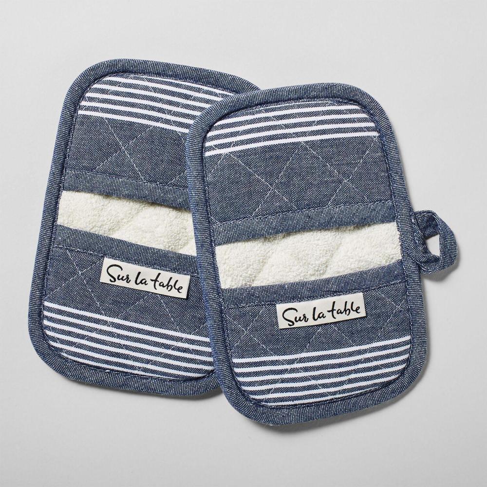 imageSur La Table Striped Mini Mitts Set of 2 Blue