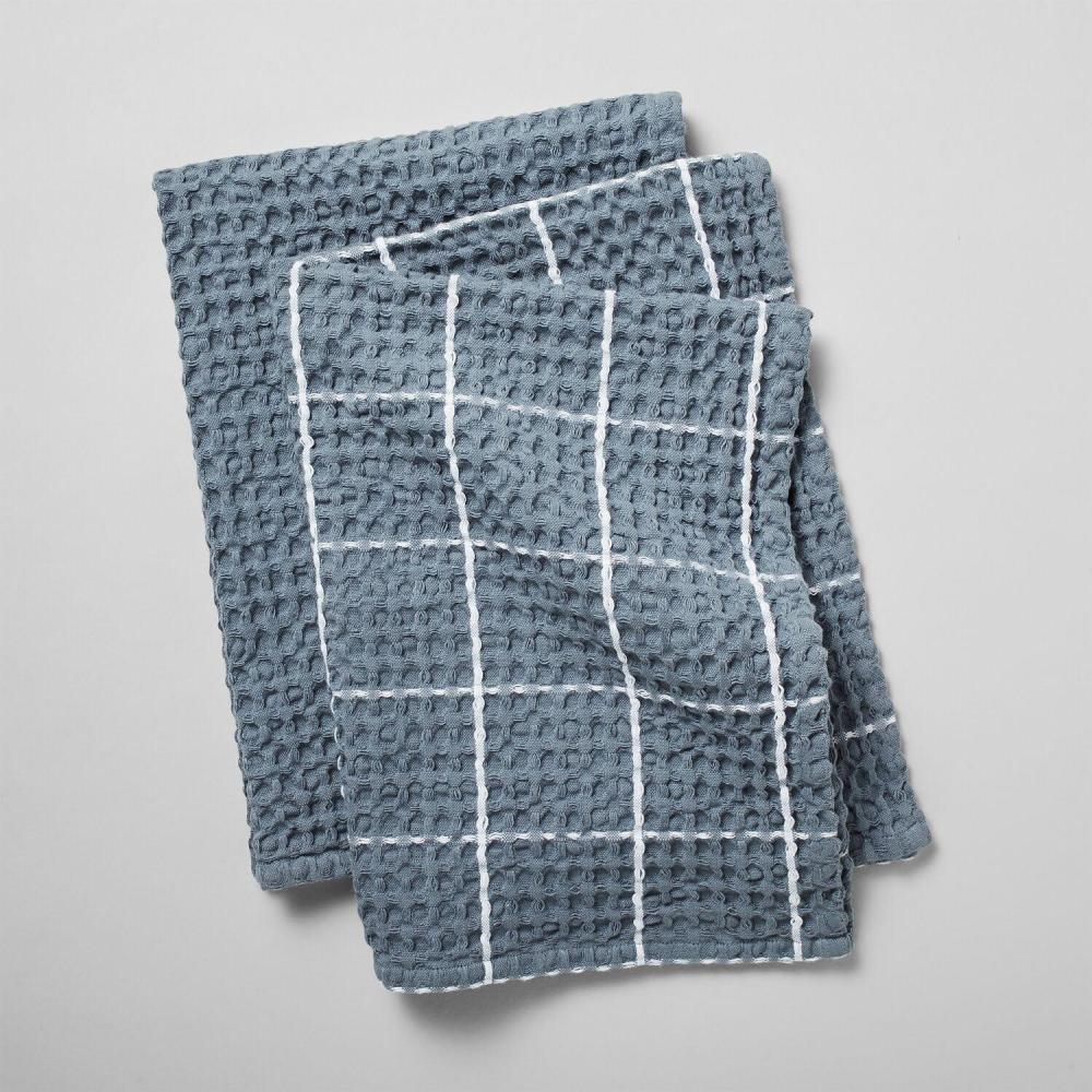 imageSur La Table Washed Waffle Kitchen Towels Set of 2 UltraAbsorbent 28 x 20 Cotton Dish Towels with Soft Textured Weave NonScratch Machine Washable for Everyday Use CharcoalDove Grey