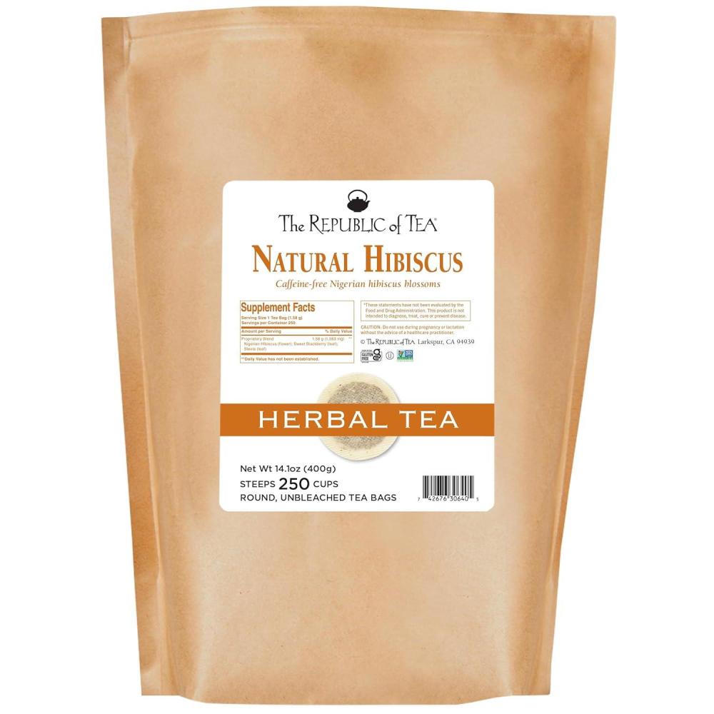 imageThe Republic of Tea Natural Hibiscus Tea 36 Tea Bags Herbal Blend Caffeine Free Gluten Free250 Count Pack of 1
