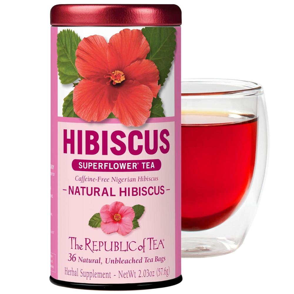 imageThe Republic of Tea Natural Hibiscus Tea 36 Tea Bags Herbal Blend Caffeine Free Gluten Free36 Count Pack of 1