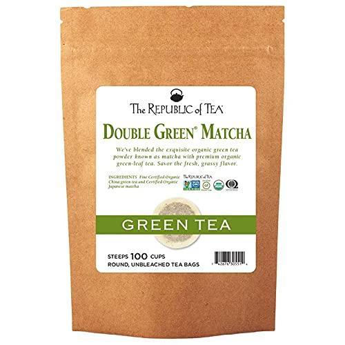 imageThe Republic of Tea Organic Double Green Matcha Naturally Caffeinated Japanese Green Tea Powder and Leaves Steeps 50 Cups100 Tea Bags