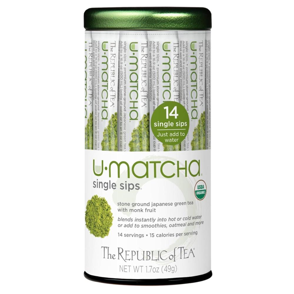 imageThe Republic of Tea  Organic UMatcha Single Sips Naturally Caffeinated Matcha Green Tea Powder 14 PacketsMatcha Green