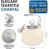 Chantal Classic Teakettle, 1.8 QT, Enamel On Steel, 2-Tone Harmonica Whistle, Rapid Boil and Even Heating (Almond)(Almond)