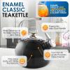 Chantal Classic Teakettle, 1.8 QT, Enamel On Steel, 2-Tone Harmonica Whistle, Rapid Boil and Even Heating (Almond)(Black)