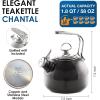 Chantal Classic Teakettle, 1.8 QT, Enamel On Steel, 2-Tone Harmonica Whistle, Rapid Boil and Even Heating (Almond)(Black)