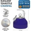 Chantal Classic Teakettle, 1.8 QT, Enamel On Steel, 2-Tone Harmonica Whistle, Rapid Boil and Even Heating (Almond)(Cobalt Blue)