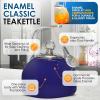 Chantal Classic Teakettle, 1.8 QT, Enamel On Steel, 2-Tone Harmonica Whistle, Rapid Boil and Even Heating (Almond)(Cobalt Blue)