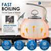 Chantal Classic Teakettle, 1.8 QT, Enamel On Steel, 2-Tone Harmonica Whistle, Rapid Boil and Even Heating (Almond)(Fade Grey)
